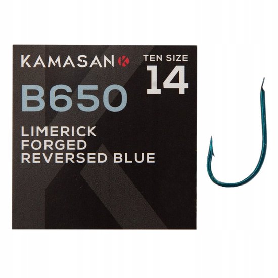 Kamasan B650 Haken met Weerhaak - Maat 14 - Blauw van Merkloos