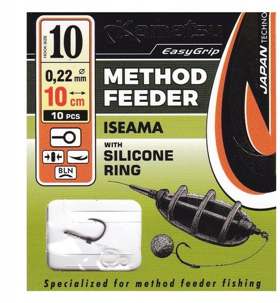 Kamatsu Method Feeder Haken ISEAMA - Maat 10 met Elastiek van Kamatsu