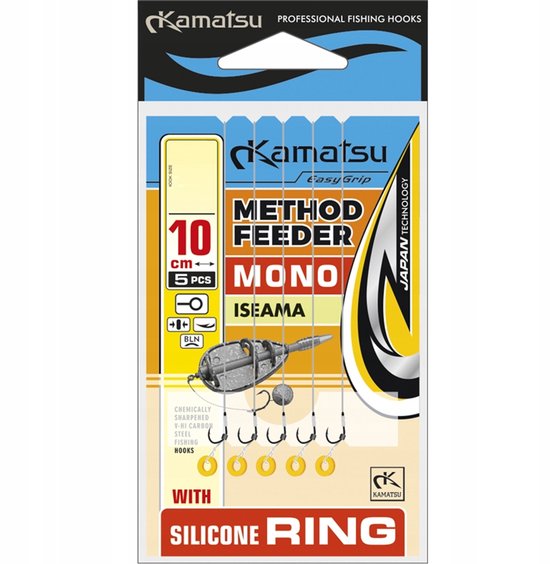 Kamatsu Method Feeder Haken ISEAMA Nr 10 met Loodvrije Lijn & Elastiek van Kamatsu
