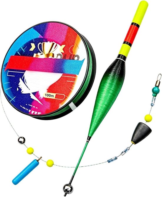 Kant en klaar vistuig met Automatische Dobber - 100m Slijtvaste Nylon Vislijn - Complete Visset voor Nachtvissen - Zeer Gevoelige Witvis en Karper Set - Geschikt voor Zoetwater en Zoutwater Vissen - Sportvissen Accessoires