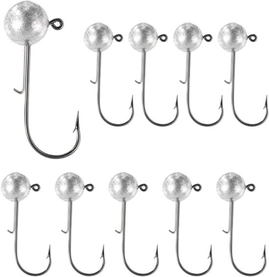 Kant-en-klare Jig Hoofd Haken, Scherpe Vissen Haken met Gewichten voor Zoet- en Zoutwater (Verpakking van 10) van Merkloos