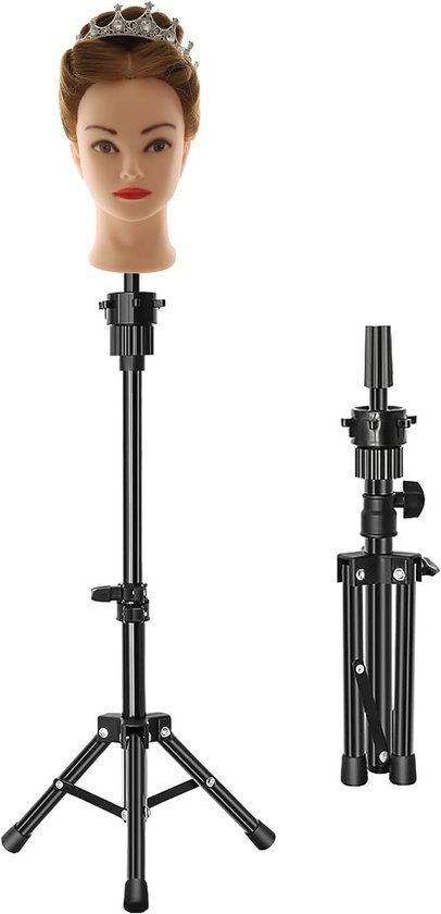 Kapper, pruikstandaard, oefenhoofdhouder, oefenhoofdstandaard, oefenhoofd, statief, trainingshoofd, standaard, houder voor mannequinhoofd, zwart