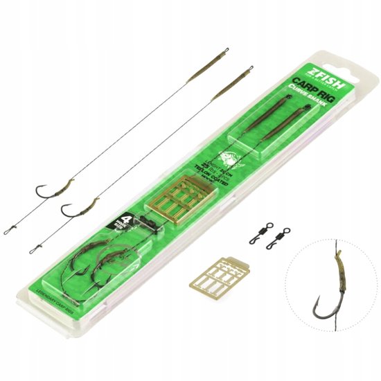 Karper Rig Set Curve Shank Haak Maat 6 - 2 Stuks