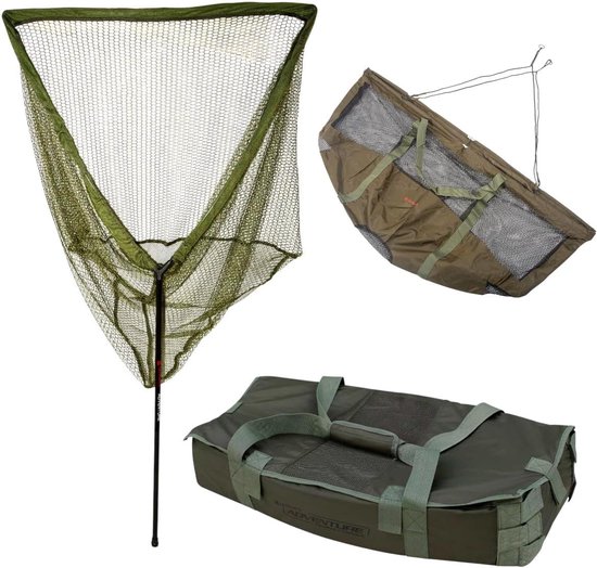 Karper Vis Set - Landingsnet Cradle - Vis Veilig Vangen - Compleet Vis Gerei - 120x70cm Weegzak - Groen Veelkleurig