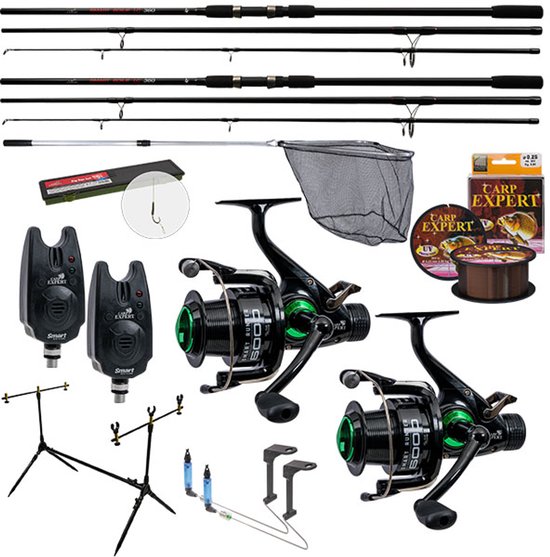 Karperset - Carp Expert - 3.90m - 3-delige hengels - Zeer Compleet van Merkloos