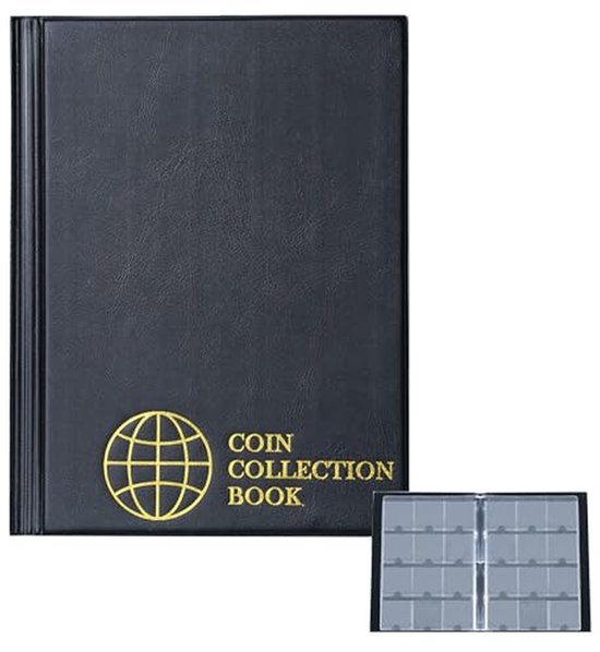 Kartonnen Houder Albums - Munt Opslag Boeken - Collectie Beschermen - 120 Zakken - 19.8 x 25.4 cm - Zwart