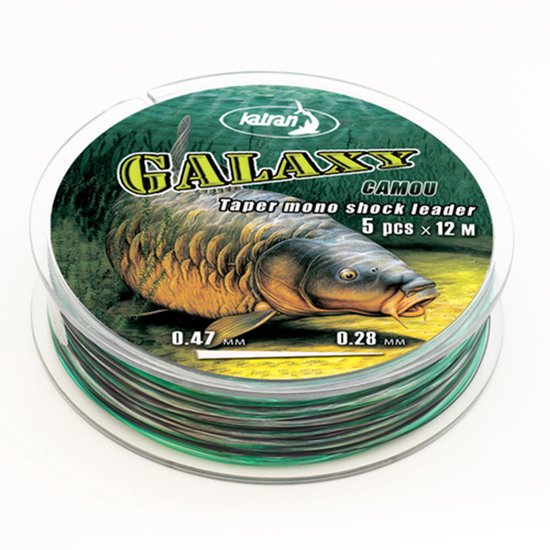 Katran GALAXY Tapered Mono Shock Leader Camou 0.47-0.26mm van Merkloos