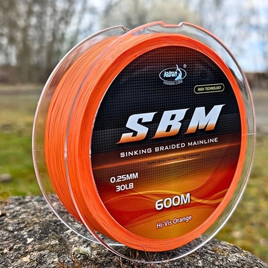 Katran Lijn Sinking Braided Mainline (SBM) ORANGE 0.25mm / 25lb 600mtr