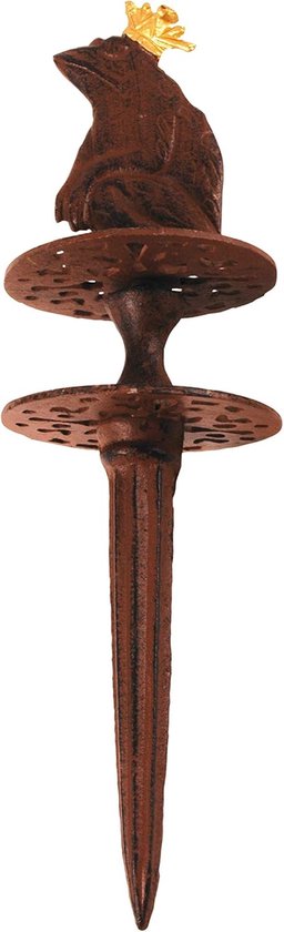 katrol kikkerkoning, tuinslanggeleiding van gietijzer, afmetingen 10,1 x 10,1 x 32,8 cm