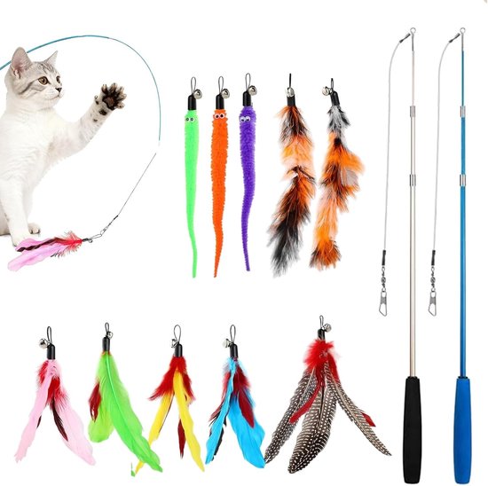 Kattenhengel - Multicolor - 32-68 cm en 37,5-98 cm - Uittrekbare Hengels - Voor Katten