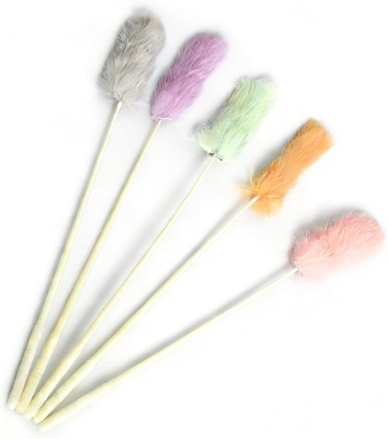 Kattenhengel - Multikleur - 38 cm - Met Kleurrijke Veren - Voor Katten