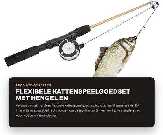 Kattenspeelgoed Interactief - Kattenhengel Telescopisch - Vis Speelgoed - 3D-ontwerp - ABS/Katoen - Verhoogt Lichaamsbeweging