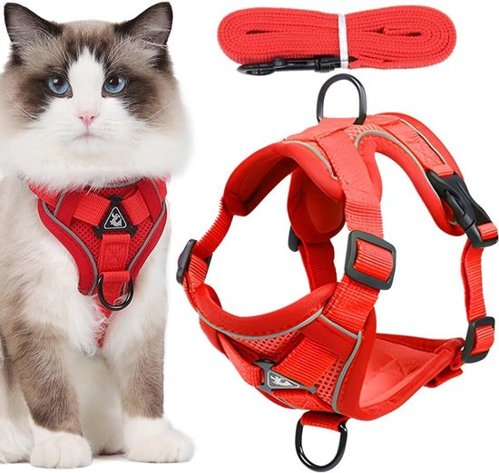 Kattentuigje | Heavy Duty kattenriem | Gemakkelijk | te bedienen, anti-ontsnapping kattenharnas, reflecterend en riem voor buiten wandelen