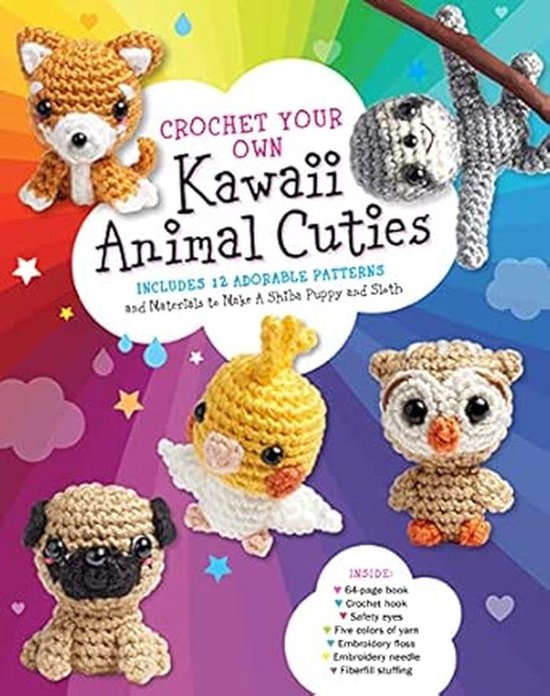 Kawaii Dierentjes Haken: 12 Schattige Patroonen en Materialen voor een Shiba Puppy en Sloth van Merkloos