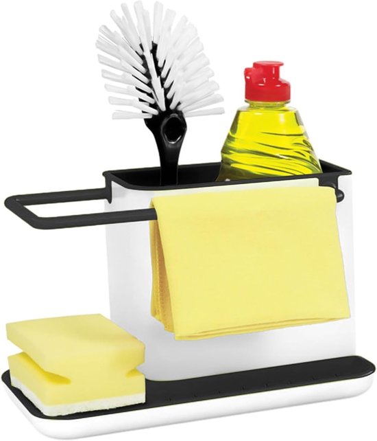 Keukenopbergbak voor Afwasgerei, Organizer voor Keukenspoelen, Houder voor Sponsen en Schoonmaakaccessoires met Afvoermogelijkheid