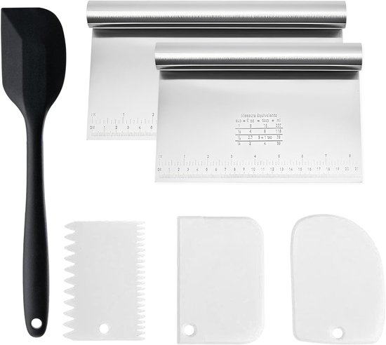 keukenschraper 6-delig set, 22 CM+21CM+15CM deegschraper, naadloos ontwerp uit één stuk voor hoogwaardige deegspatel als bak- en kookhulp