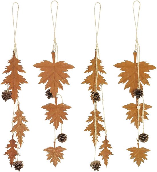 khevga Metalen hangers decoratieve hanger herfstdecoratie om op te hangen herfstblad in set van 4