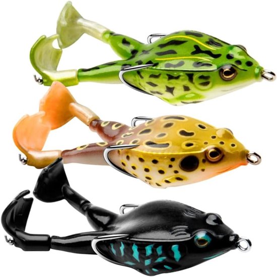 Kikker Kunstaas Set - Zachte Lures - Vissen Op Roofvis - Onkruidvrij Ontwerp - 9 cm - 3 Kleuren
