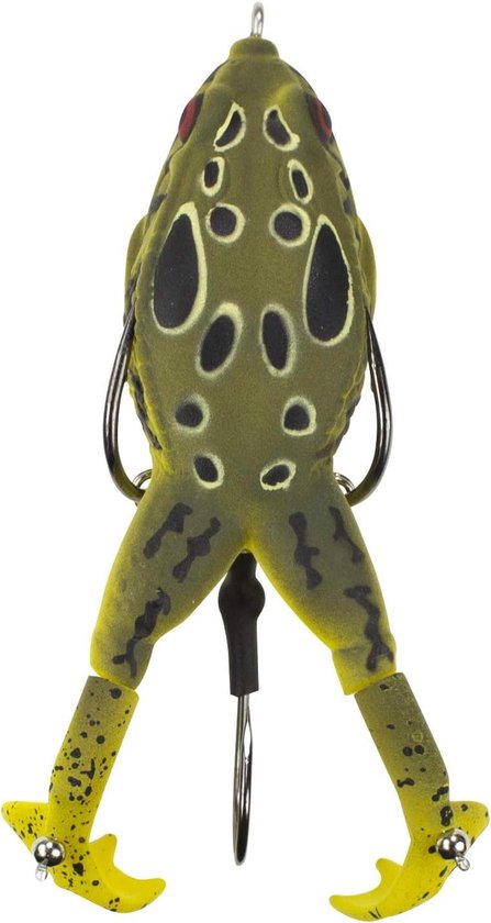 Kikker Kunstaas - Zacht Lokaas - Vissen Op Baars - Dubbele Steun Voet - 8.89 cm - Rietkleur
