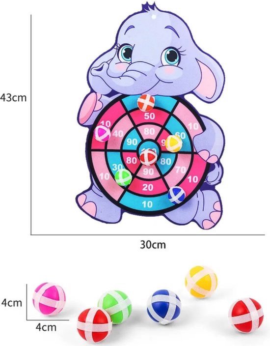 Kinder Dartbord - Dartbord Met Klittenband – Dartbord Met Ballen - Dartbord Olifant van Merkloos