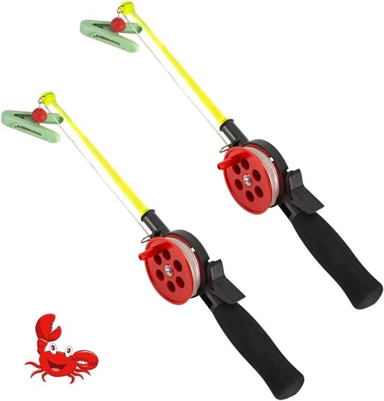 Kinderen Vissershengel 34 cm - 2-delige Set voor Krabben en Garnalen - Perfecte Strand en Vakantie Hengel voor Kinderen als Cadeau