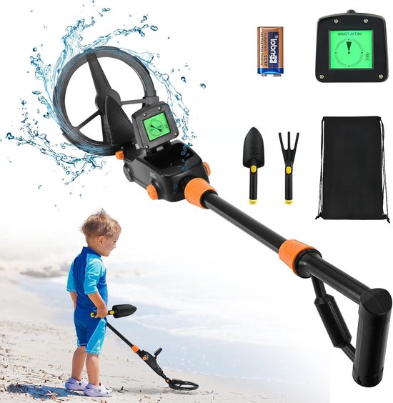 Kindermetaaldetector met LCD en Geluidsindicator, Lichtgewicht en Waterdichte Zoekspoel voor Beginners met Hoge Nauwkeurigheid en Gebruiksgemak