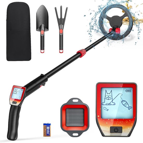 Kindermetaldetector met 18 cm waterdichte spoel en LCD-scherm, ideaal voor beginners en avontuurlijke zoektochten in de natuur