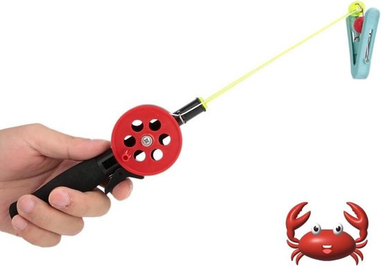 Kindvriendelijke Visstok, 2 Stuks, Draagbare IJsvisstok met Clip voor Garnalen en Krabben, Perfect Cadeau voor Kinderen