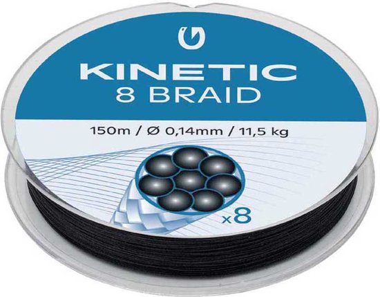 Kinetic 8-Braid 300 M zwart gevlochten lijn | 0.12mm van Kinetic