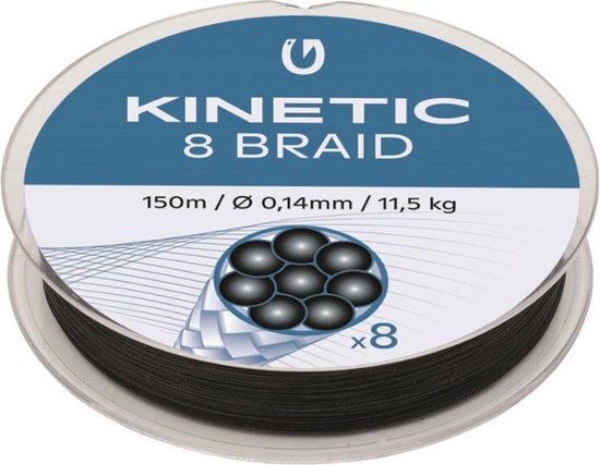 Kinetic 8 Braid - Black - Gevlochten lijn - 150m - 0.14mm - 11.5kg - Zwart van Kinetic