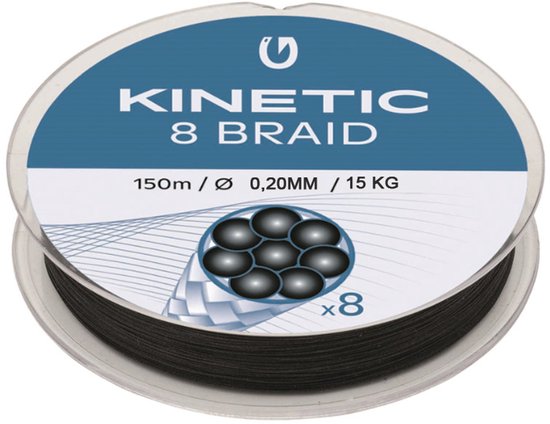 Kinetic 8 Braid - Black - Gevlochten lijn - 150m - 0.20mm - 15.0kg - Zwart van Kinetic