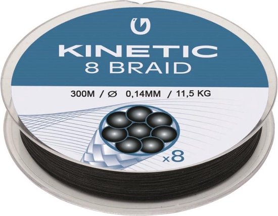Kinetic 8 Braid - Black - Gevlochten lijn - 300m - 0.14mm - 11.5kg - Zwart van Kinetic