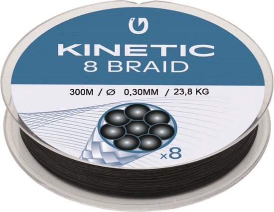 Kinetic 8 Braid - Black - Gevlochten lijn - 300m - 0.30mm - 23.8kg - Zwart van Kinetic