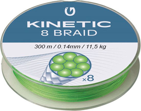 Kinetic 8 Braid - Fluo Green - 300m - 0.14mm - 11.5kg - Gevlochten Lijn - Groen van Kinetic