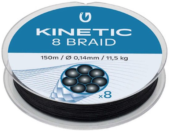 Kinetic Cyber 8 Gevlochten Vislijn 300 M Zwart 0.400 mm
