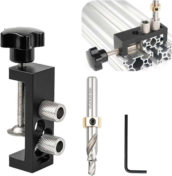 Kit, aluminium profielstansapparaat, M6 stansgeleiding, instelbare boorgeleiding, geschikt voor 2020/2040/3030/3060/4040 aluminium gaten