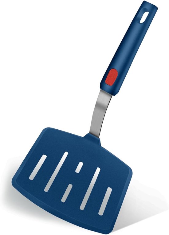 Kitchen Spatel siliconen kunststof brede pannenkoekenspatel sleufspatel silicone BPA-vrij, ideaal kookgerei voor vis, eieren, pannenkoeken, blauw