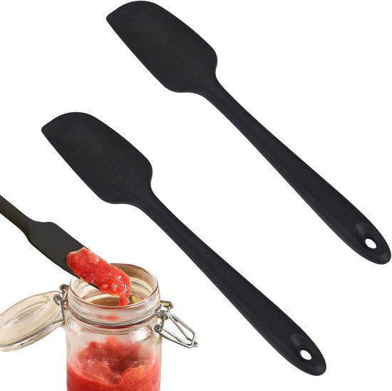 klein, 2 stuks 22,7 cm siliconen spatel, klein, restepels, 315 °C hittebestendige flexibele naadloze mini-spatel voor bakken, koken, ideaal voor kleine containers en moeilijk bereikbare