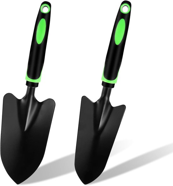 klein, schep voor in de tuin, van staal, plantenschep, plantentroffel, kleine schep, handschep, strandschep, kleine tuinschep voor planten en verplanten, twee in totaal