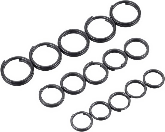 Kleine Splitringen voor Sleutels, Zwarte Mini Jump Rings van RVS, Perfect voor Sleutelhangers en Sieraden - 60 Stuks van 10/12/15mm