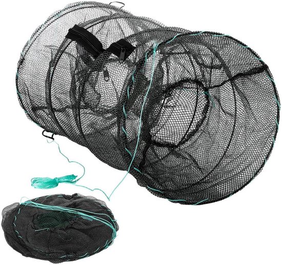 Kleine Visfuik - Visnetval Opvouwbaar - Vissen met Aas - Ontsnappingsveilig Mechanisme - 30x60cm - Nylon