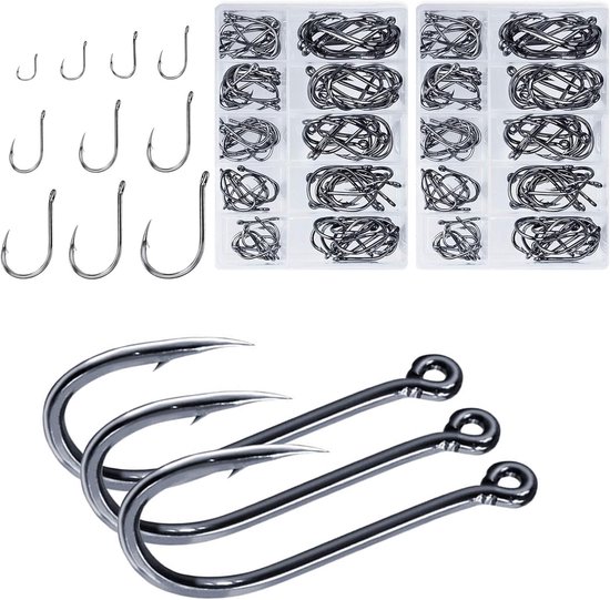 Kleine Vissersaccessoires - Scherpe Vishaak - Karper Vishaak - Vissershaak - Vishaak Plastic Doos - Barbs Met Gaten - Koolstofstaal Materiaal - Vissen Vrijetijdsbesteding - Buitenactiviteiten - Vermaak - Zilver 200