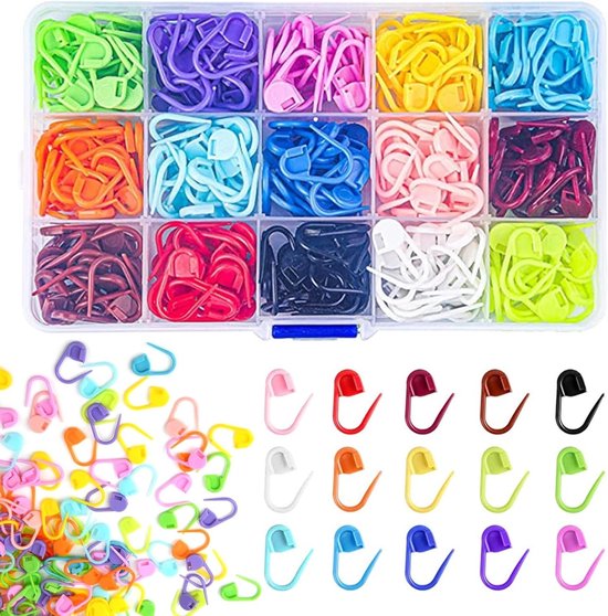 Kleurige Haaknaalden Markers, 300 Stuks, Mesh Markers, Voor Breien, Haken en Creatieve Projecten met Transparante Opbergdoos