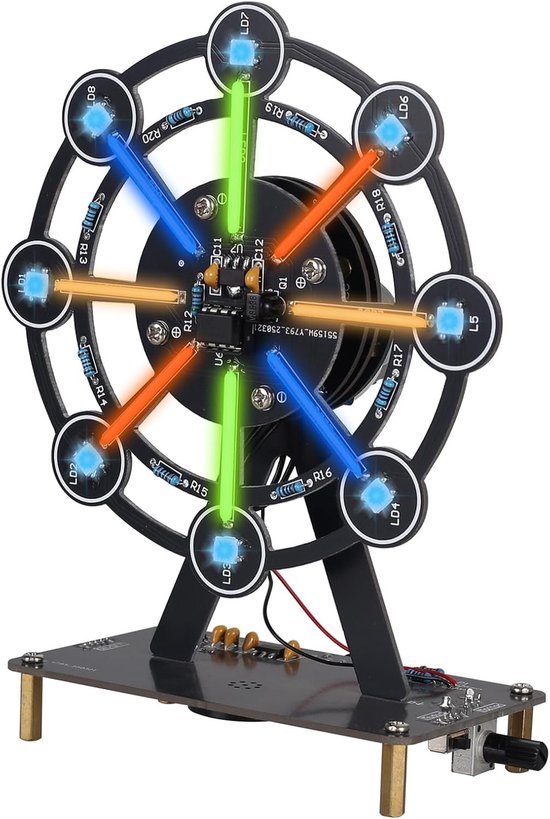 Kleurige LED Verlichte Draaimolen Bouwset met Muziek, Solderen en Afstandsbediening, Creatief Elektronisch Project voor Kinderen