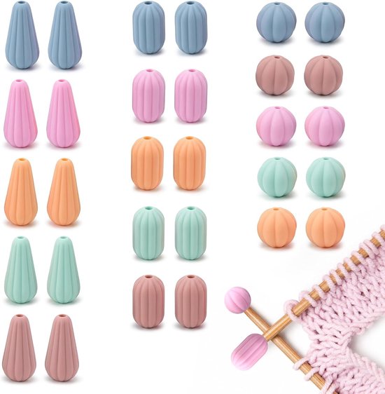 Kleurige Stopper Set voor Breinaalden - 30 Stuks in 3 Stijlen voor Efficiënt Breien en Organiseren