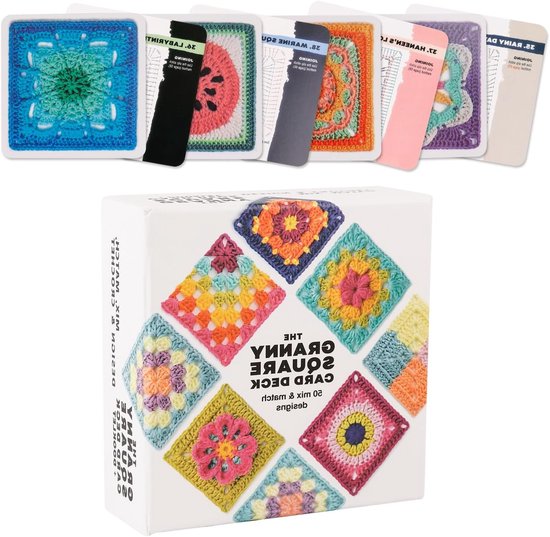 Kleurrijke Granny Square Haakkaarten - 50 Stuks met Leuke Patronen en Creatieve Combinaties voor Haakprojecten