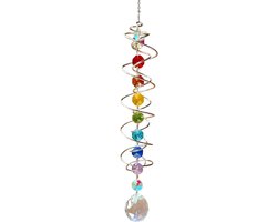 Kleurrijke Wind Spinner met Regenboog Effect, Hangdecoratie voor Tuin en Balkon, Spiralen en Kristallen voor Binnen en Buiten