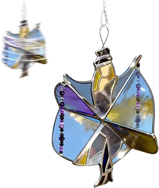 Kleurrijke Wind Spinner van Gevlochten Glas, Bohemian Zonlichtvanger voor Tuin en Raamdecoratie, Perfect voor Buiten en Binnengebruik