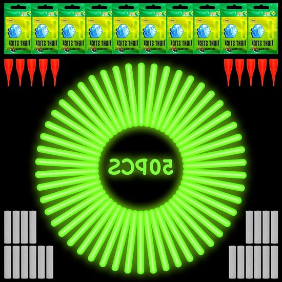 Knick Lights voor Vissen - 50 Stuks Lichtgevende Sticks voor Hengels, Ideaal voor Nachtvissen, Waterdichte Glow Sticks en Lichtpalen van Merkloos