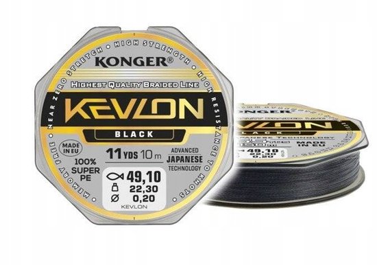 Konger Kevlon Black X4 0.18mm 10m Gevlochten Lijn van Merkloos